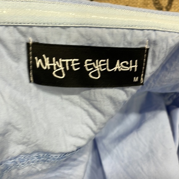 WHITE EYELASH Blue Off The Shoulder Puff Sleeve Top Size M Excellent Condition - Picture 9 of 11